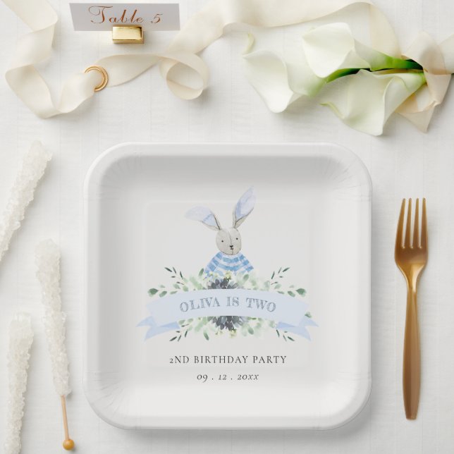 Assiettes En Carton Jolie Aqua Blue Bunny Foliver N'importe quel âge A (Mariage)
