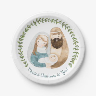 Assiettes En Carton Jolie aquarelle Nativité Plaque de papier de Noë