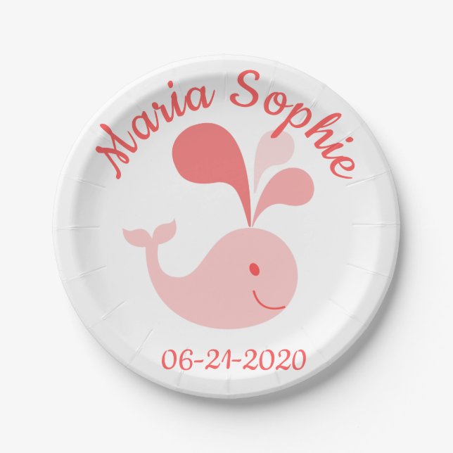 Assiettes En Carton Jolie baleine rose mignonne (Devant)