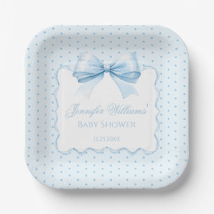 Assiettes En Carton Jolie bohème bleu ruban bébé garçon douche