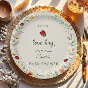 Assiettes En Carton Jolie Coccinelle à Carreaux Fleur Sauvage Baby Sho