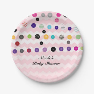 Assiettes En Carton Jolie comme un bouton Fête de Baby Shower rose