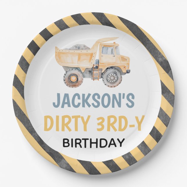 Assiettes En Carton Jolie construction jaune foncé Plaque de papier 3  (Devant)