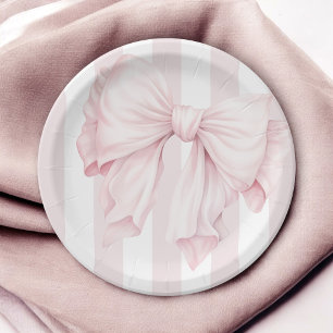 Assiettes En Carton Jolie Coquette Rose Bow Baby shower fille