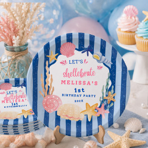 Assiettes En Carton Jolie coquille rose Shellebrate sous la mer