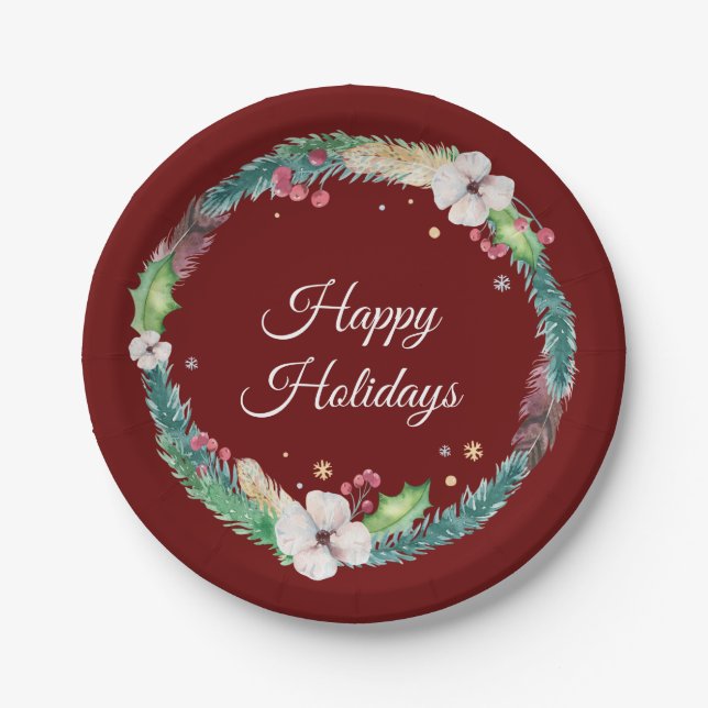 Assiettes En Carton Jolie couronne de vacances Boho (Devant)