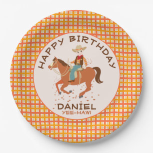 Assiettes En Carton Jolie Cowby et cheval fête d'anniversaire