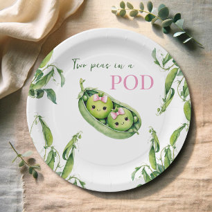Assiettes En Carton Jolie Deux Petits Pois Dans Une Cosse Rose Filles 