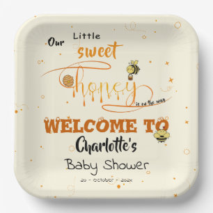 Assiettes En Carton Jolie Douce Miel & Kawaii Texte à Yeux Bébé Shower