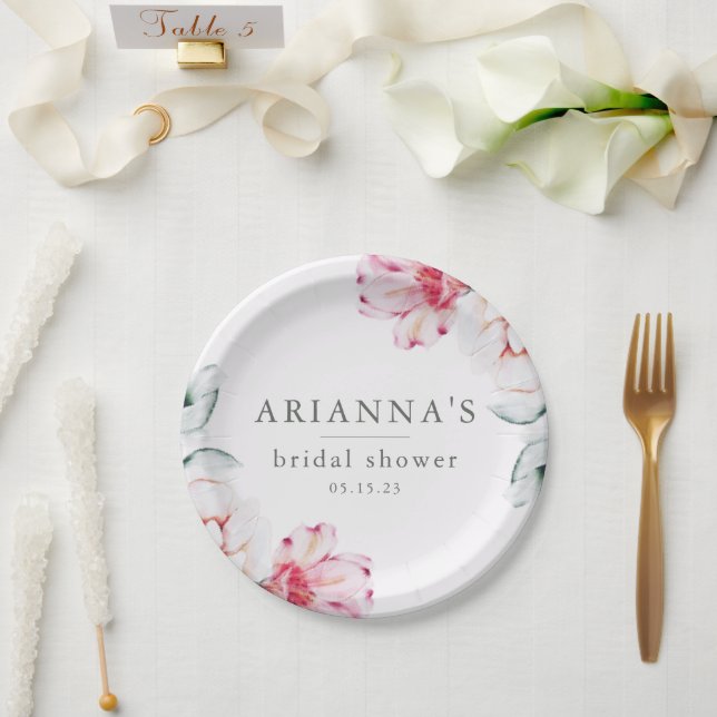 Assiettes En Carton Jolie et chic Lavande de Fête des mariées Florale (Mariage)