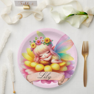 Assiettes En Carton Jolie Fantaisiste Florale Douce Rêve Fée Endormie