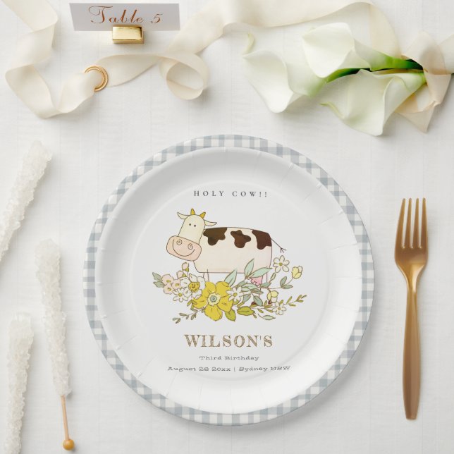 Assiettes En Carton Jolie ferme de la vache sainte Enfants floraux N'i (Mariage)