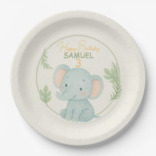 Assiettes En Carton Jolie Fête d'Anniversaire Safari Éléphant Jungle E