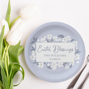 Assiettes En Carton Jolie Fête Florale Blanche Pâques Personnalisée