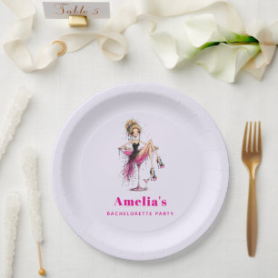 Assiettes En Carton Jolie fille aguicheuse dans un verre à Martini