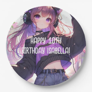 Assiettes En Carton Jolie Fille Anime Personnalisée Anniversaire