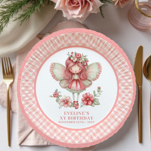 Assiettes En Carton Jolie Fille Fée 5ème Anniversaire Blush Floral pap