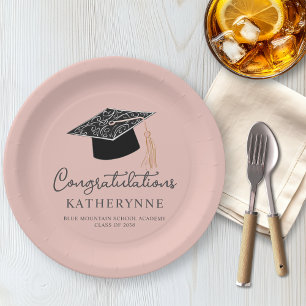 Assiettes En Carton Jolie Fille Moderne Parti Graduation Rose