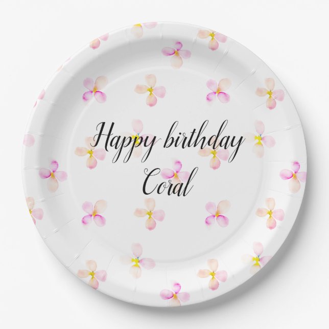 Assiettes En Carton Jolie Fleurs De Pêche Rose (Devant)