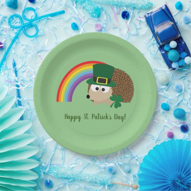 Assiettes En Carton Jolie Hedgehog Leprechaun Saint Patrick's Day (Fête)