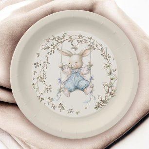 Assiettes En Carton Jolie histoire de livre ancien Lapin Baby Shower