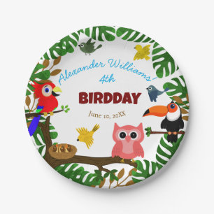 Assiettes En Carton Jolie Jungle Oiseaux d'été Anniversaire des enfant
