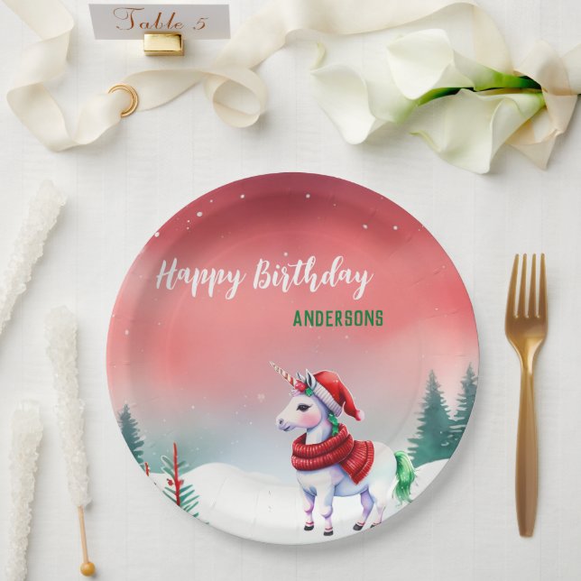 Assiettes En Carton Jolie licorne Père Noël fête de Noël (Mariage)
