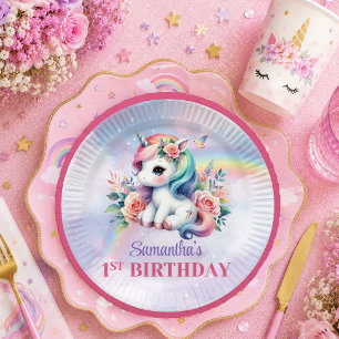 Assiettes En Carton Jolie Licorne Rose Violet Fête D'anniversaire Fill