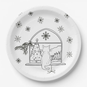 Assiettes En Carton Jolie main dessinée fête de Noël