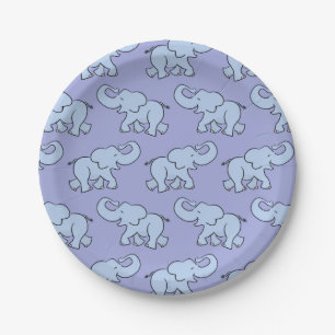 Assiettes En Carton Jolie Motif Éléphant Violet Baby Shower