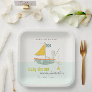 Assiettes En Carton Jolie pêche Teddy Bear Star Baby shower de voilier