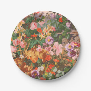 Assiettes En Carton Jolie peinture florale de fleurs colorées vintage