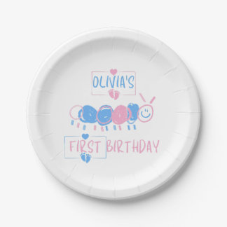 Assiettes En Carton Jolie Personnalisée Enfants Doodle Worm Draw Anniv