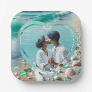 Assiettes En Carton Jolie photo de verre de mer pour mariage