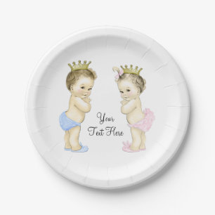 Assiettes En Carton Jolie princesse et princesse garçon et fille jumel