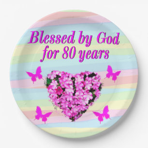 ASSIETTES EN CARTON JOLIE ROSE FLORALE 85E ANNIVERSAIRE PLAQUES DE PAP