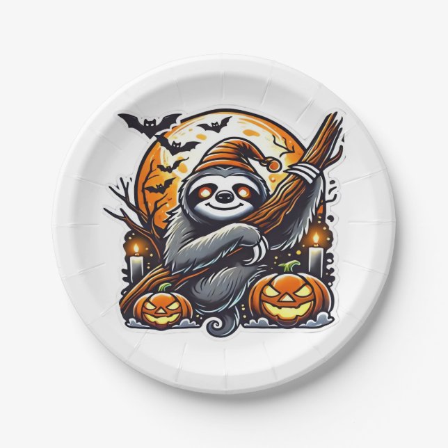Assiettes En Carton Jolie Soirée Sloth Halloween classique T-shirt (Devant)