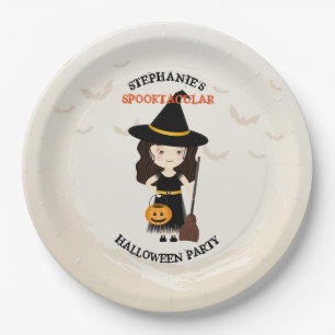 Assiettes En Carton Jolie sorcière fête d'Halloween