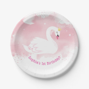 Assiettes En Carton JOLIE SWAN PRINCESS décoration table de fête rose