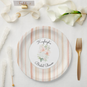 Assiettes En Carton Jolies Fleurs d'Orchidée Pêche Rayures Enterrement