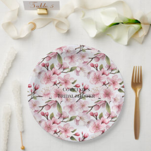 Assiettes En Carton Jolies fleurs roses de cerisier en fleurs Shower d