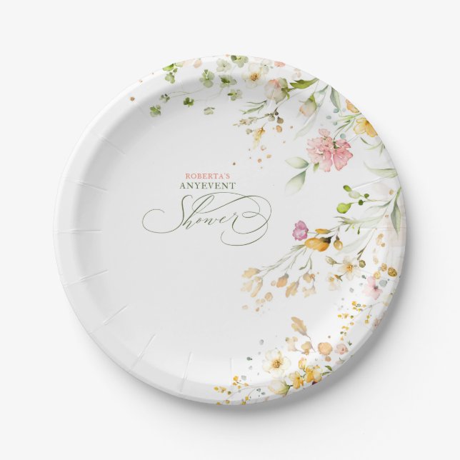 Assiettes En Carton Jolies Fleurs Sauvages d'Été pour Toute Fête (Devant)
