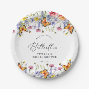Assiettes En Carton Jolies Fleurs Sauvages Papillons Fête de Mariage F