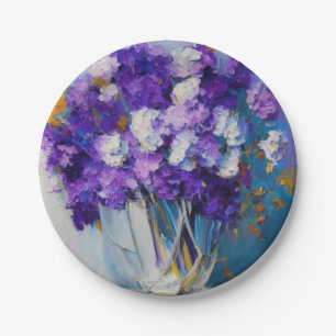 Assiettes En Carton Jolies fleurs violettes vintage