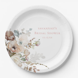 Assiettes En Carton Jolies Pétales de Téâl et Fête de Mariage Florale