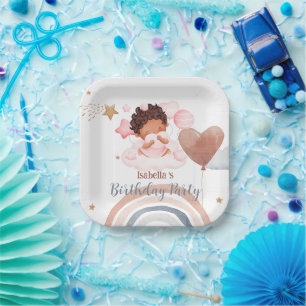 Assiettes En Carton Jolies petites princesses afro filles Ballon Anniv