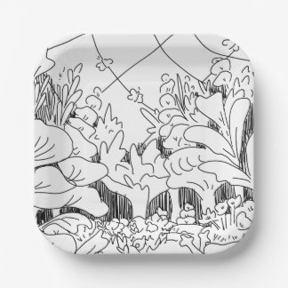 Assiettes En Carton Jolies plantes et fleurs en ligne simple