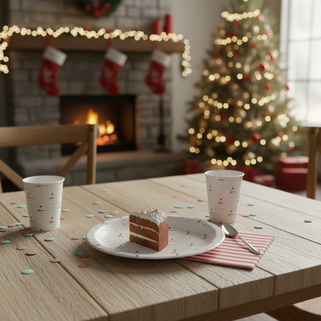 Assiettes En Carton Jolis Bonhommes de Neige à Boutons Gris  (Créateur téléchargé)