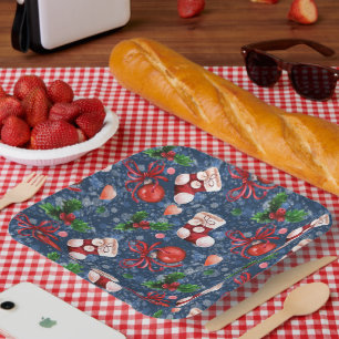 Assiettes En Carton Jolis chaussons de Noël Boules Rouge Baies de houx