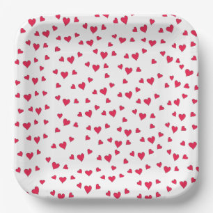 Assiettes En Carton Jolis cœurs rouges Caprice Minimaliste Simple